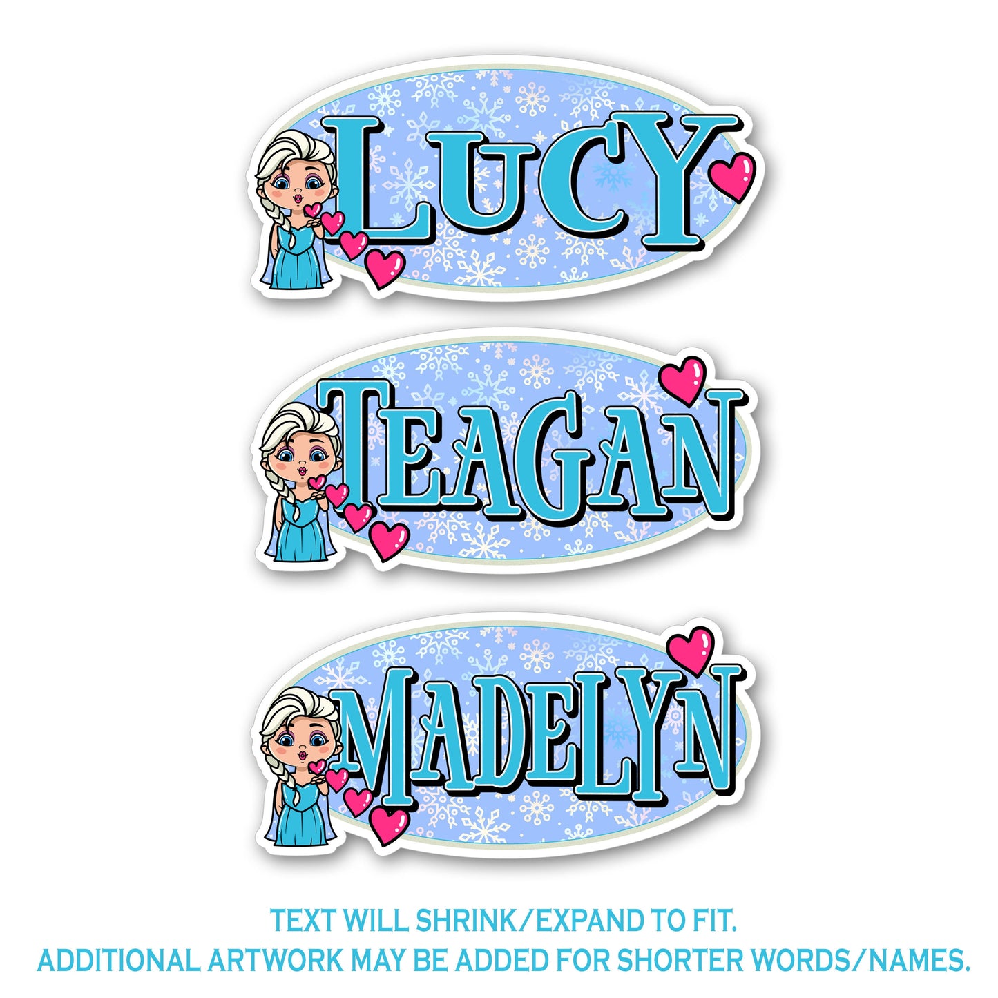 Princess Custom Name Sticker, Aesthetic Sticker, Personalized Sticker, Ice Queen Sticker for Kids, School Supply Label, Waterproof Decal
