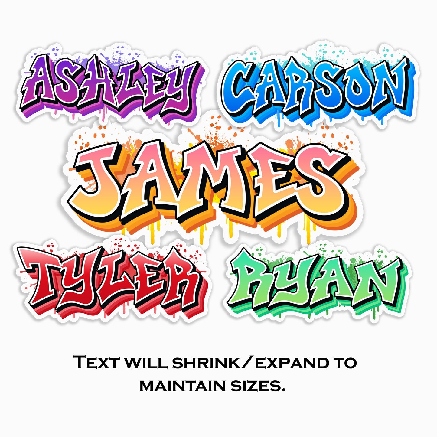 Graffiti Style Custom Name Sticker Personalized Waterproof Vinyl Decal for Laptops, Tumblers, Water Bottles, Party & School Supplies