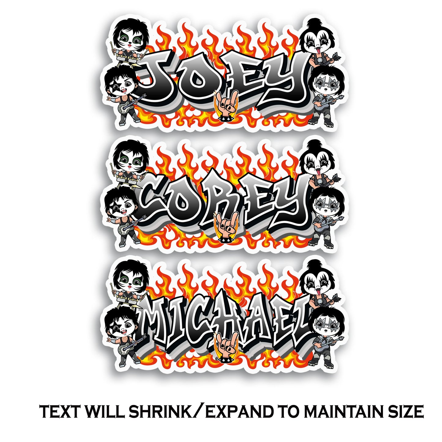 Rock Band Custom Name Sticker, Custom Text Sticker, Personalized Music Waterproof Sticker, Sticker for Laptop, Cool Stickers, Name Label