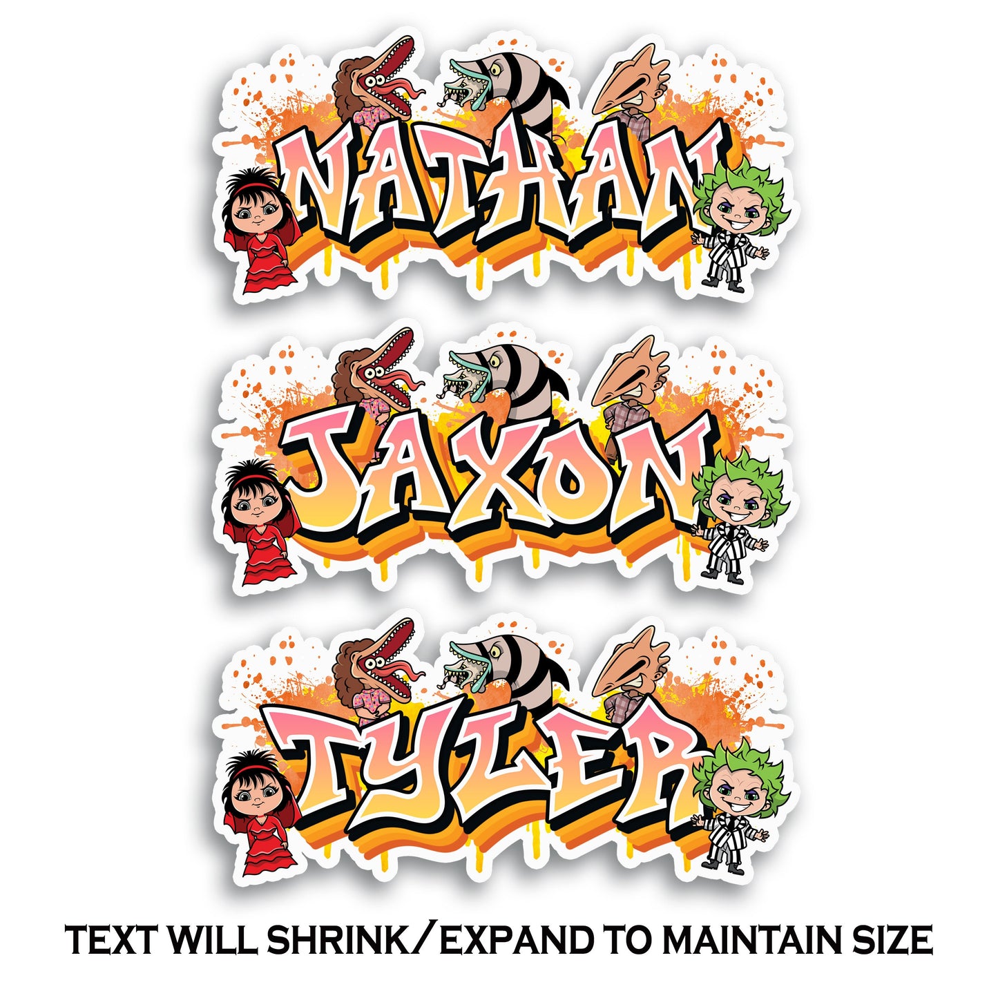 Horror Custom Name Sticker, Custom Text Sticker, Personalized Music Waterproof Sticker, Sticker for Laptop, Cool Stickers, Beetle Name Label