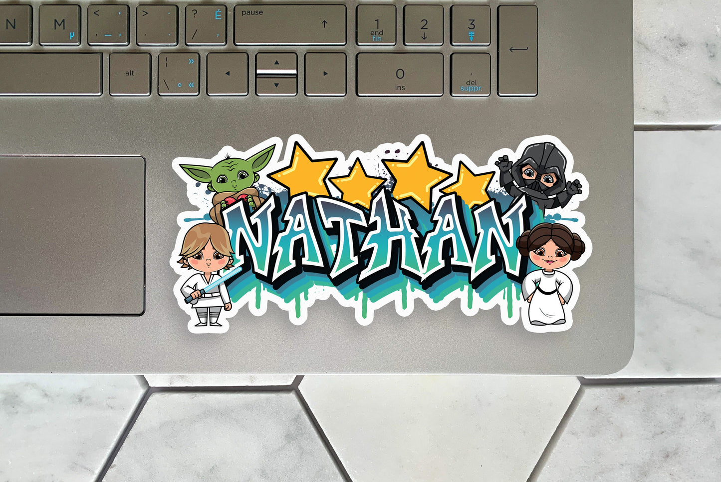 Space Wars Custom Name Sticker, Custom Text Sticker, Personalized Waterproof Sticker, Fan Sticker for Laptop, Cool Graffiti Name Label