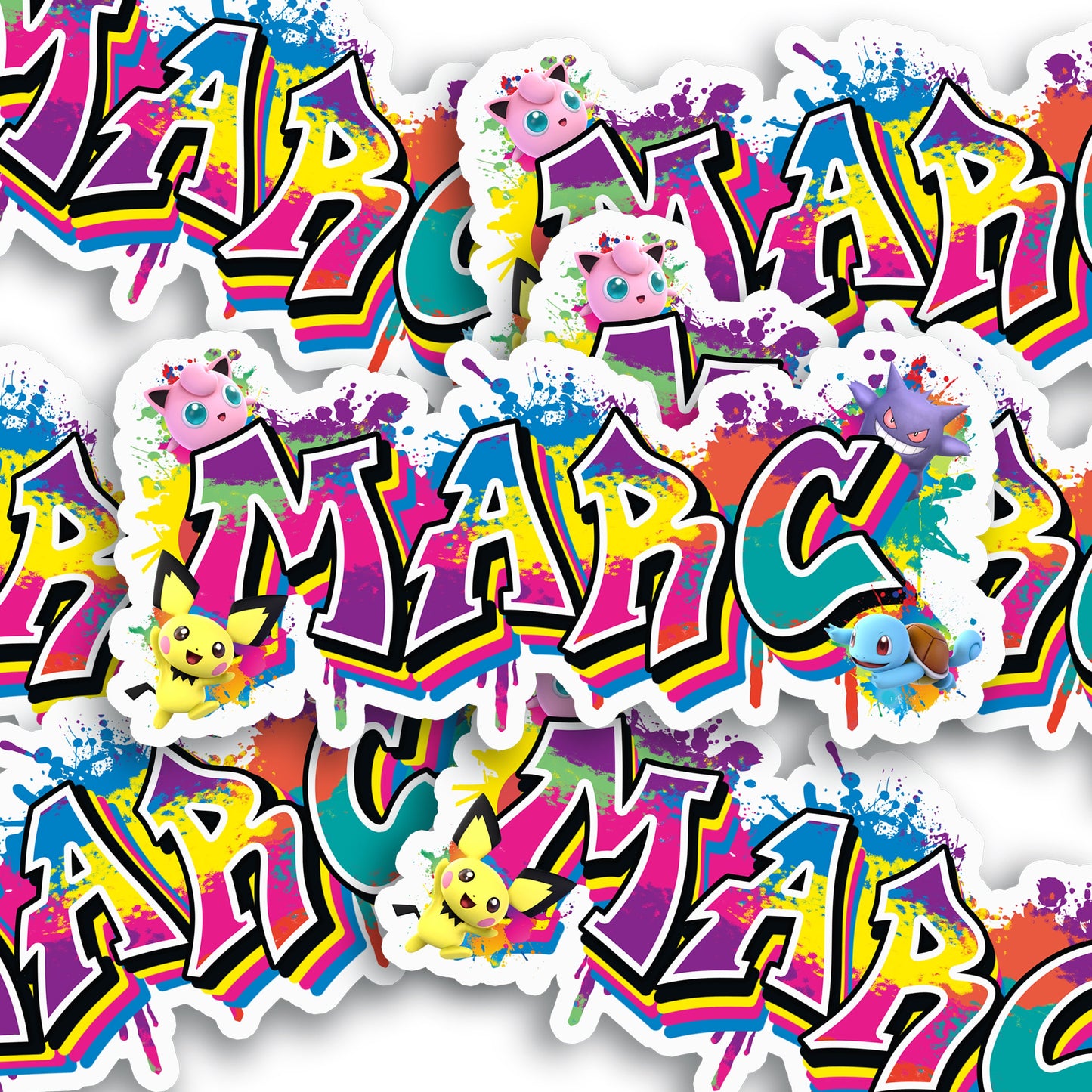 Graffiti Anime Custom Name Sticker, Water Bottle Decal, Personalized Aesthetic School Supply Label, Cool Stickers for Kids, 90s Card Game