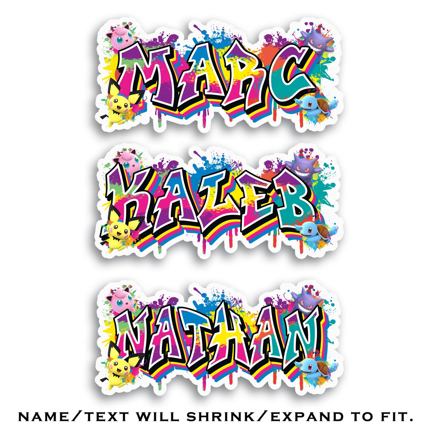 Graffiti Anime Custom Name Sticker, Water Bottle Decal, Personalized Aesthetic School Supply Label, Cool Stickers for Kids, 90s Card Game