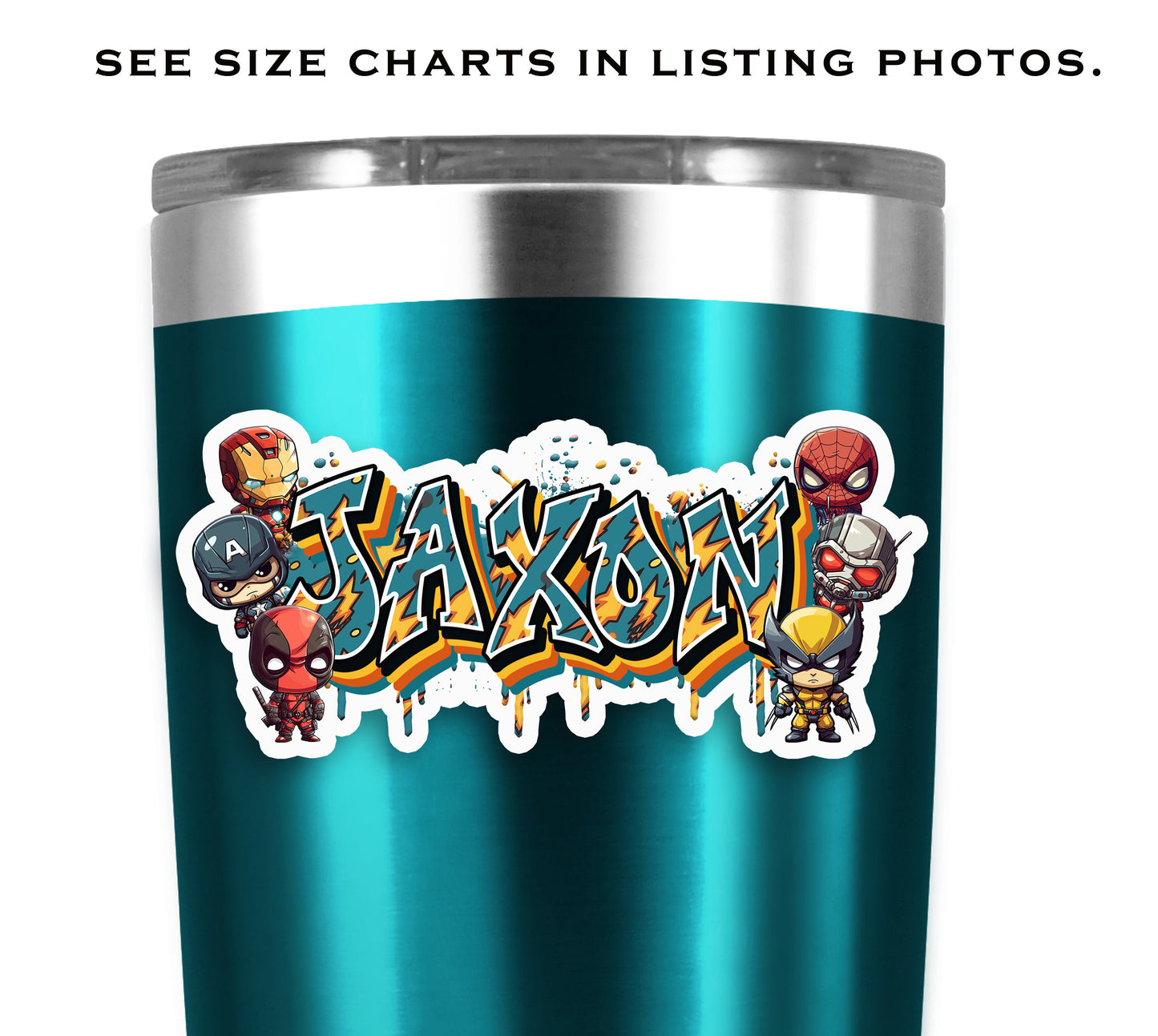 Graffiti Superhero Custom Name Sticker, Water Bottle Decal, Waterproof Sticker, School Supply Label, Stickers for Kids, Comic Book Style