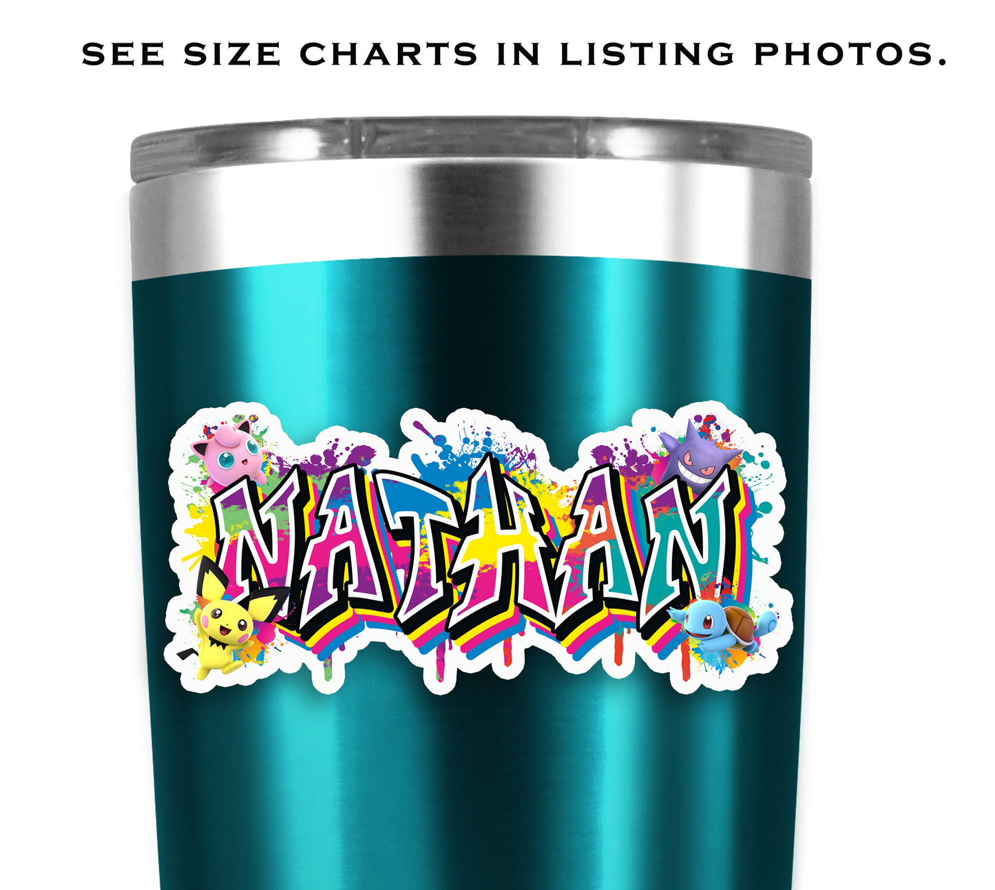 Graffiti Anime Custom Name Sticker, Water Bottle Decal, Personalized Aesthetic School Supply Label, Cool Stickers for Kids, 90s Card Game