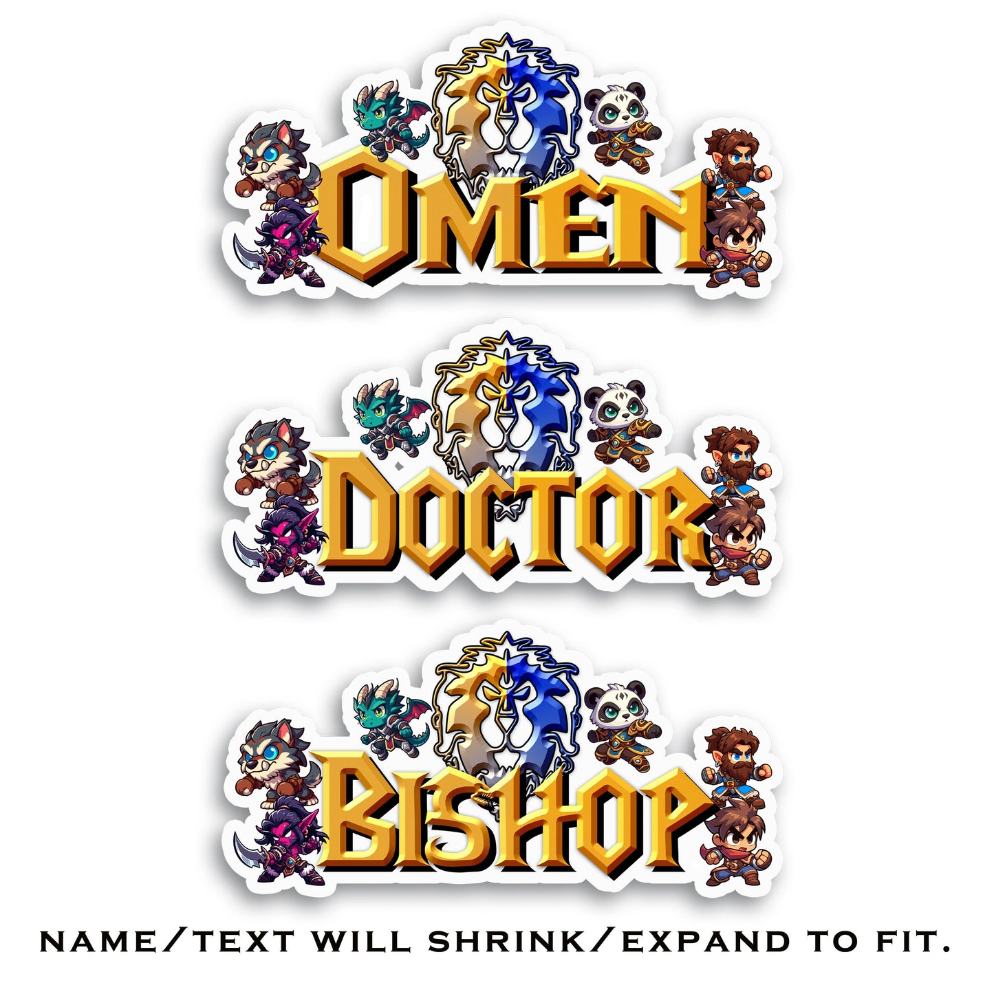 Alliance Custom Name Sticker, Water Bottle Decal, Waterproof Sticker, Laptop Sticker, Role-Playing Game Fantasy Sticker, Elf, Dwarfs, Humans