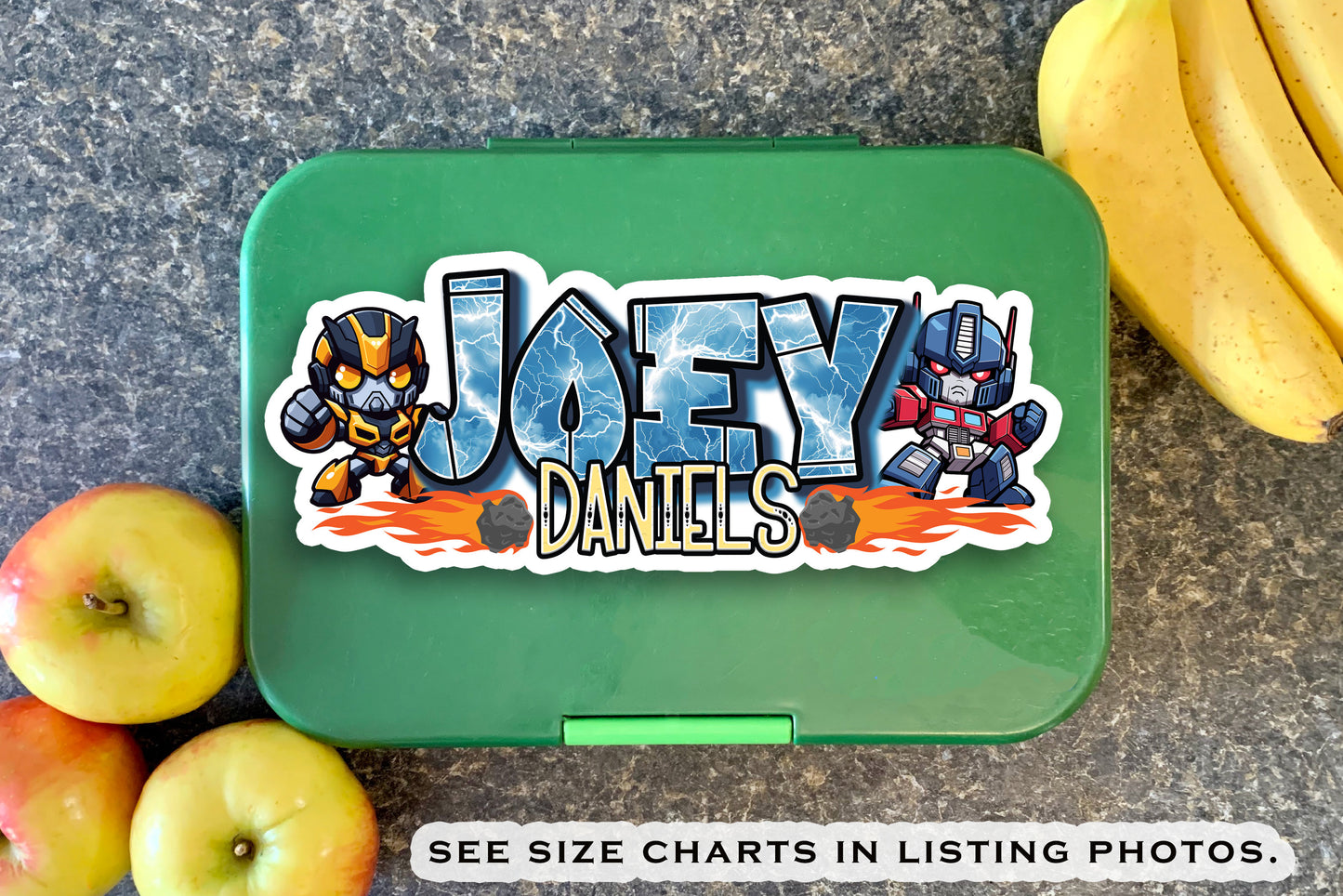 Robot Morph Custom Name Sticker, Water Bottle Sticker, Personalized Transforming Robotic Sticker for Laptop, Kids School Supply Name Label