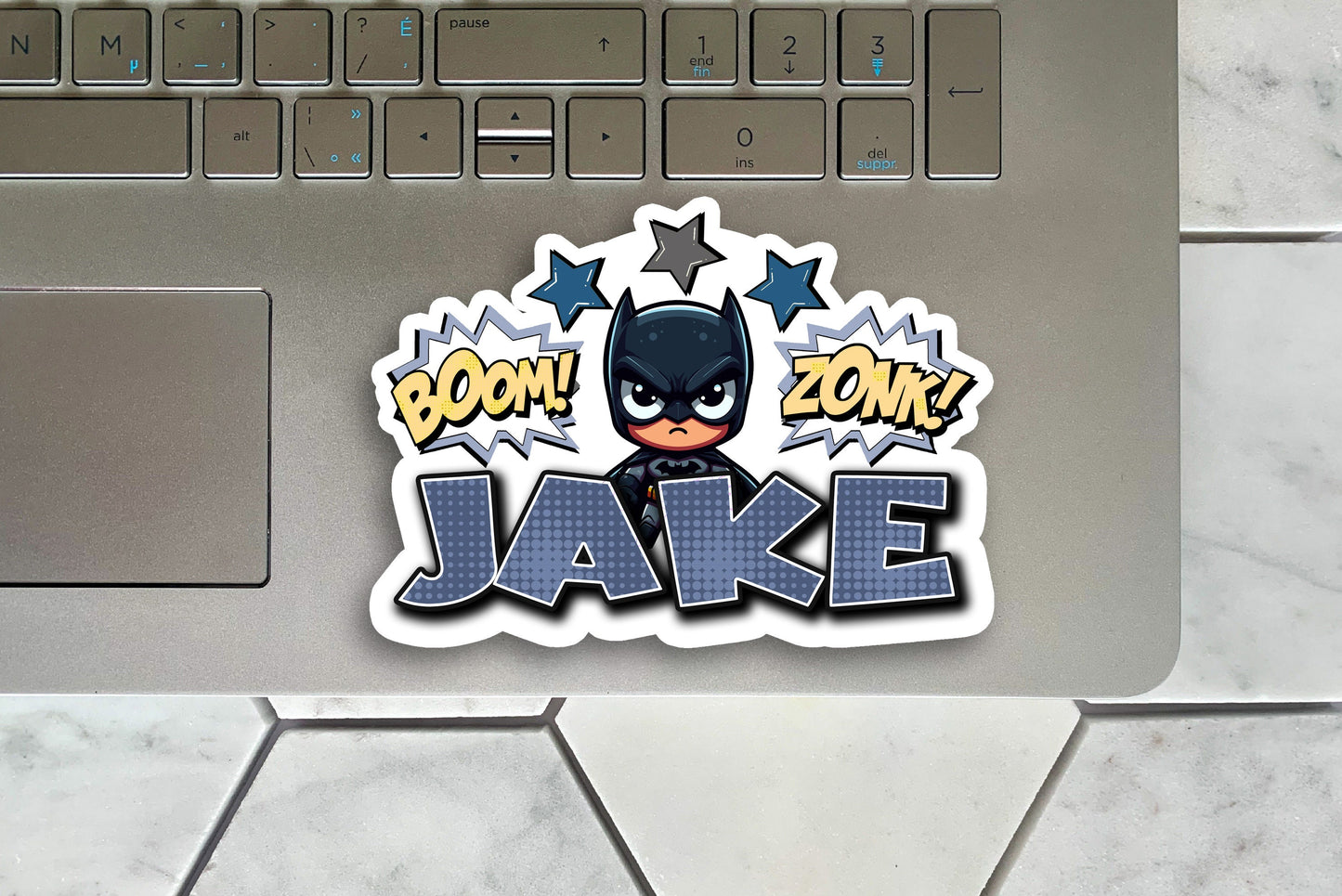 Dark Knight Custom Name Sticker, Vigilante Gotham Superhero Decal, Personalized School Supply Name Label, Birthday Party Favor Water Bottle