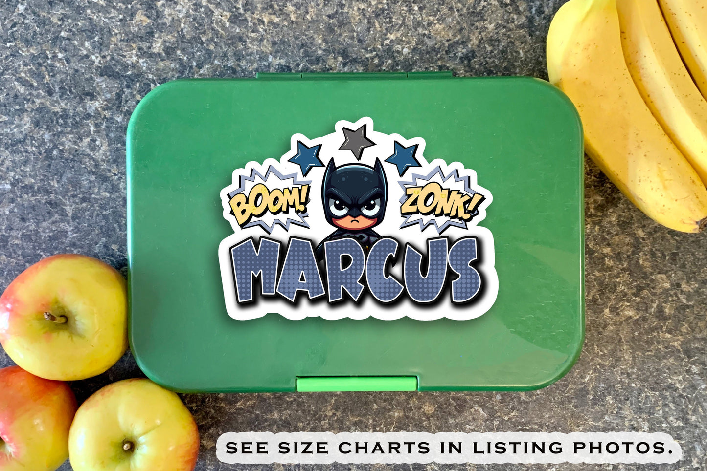 Dark Knight Custom Name Sticker, Vigilante Gotham Superhero Decal, Personalized School Supply Name Label, Birthday Party Favor Water Bottle
