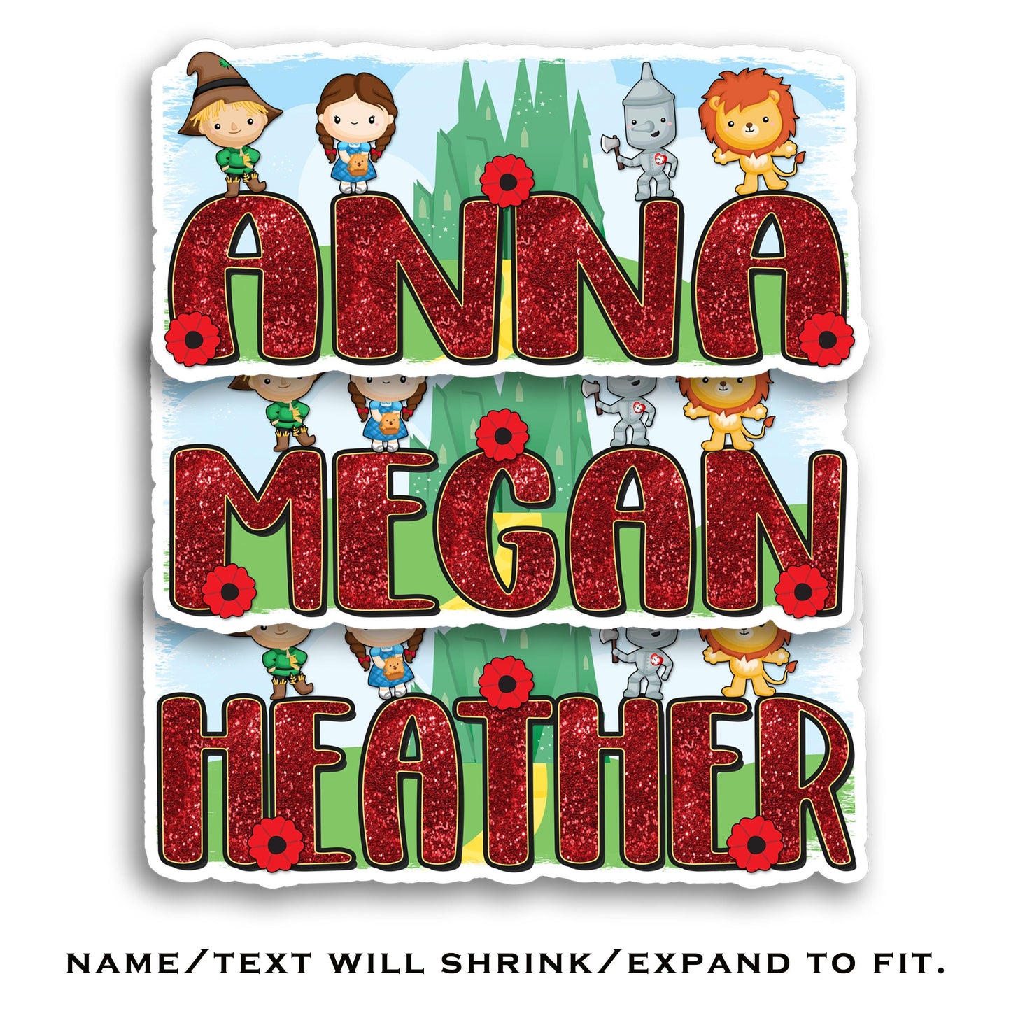 Personalized Name Sticker, Wizard Theme Decal, Water Bottle Label, Custom Vinyl Sticker, Yellow Brick Road Decor, Unique Gift, Magic Design