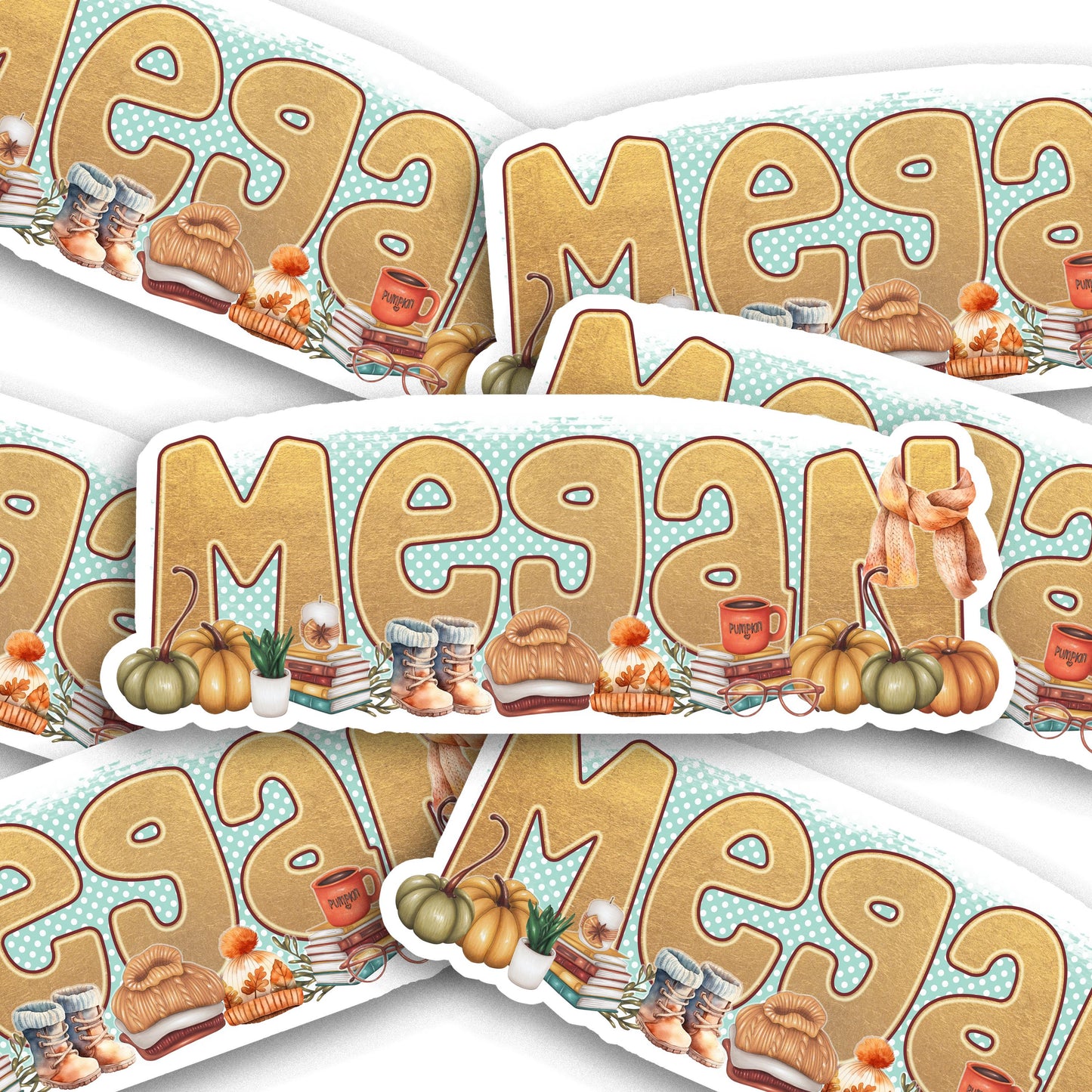 Custom Fall Name Sticker, Cozy Aesthetic Water Bottle Decal, Party Favor, Vinyl Laptop Sticker, Fall Autumn Gift Idea, Personalized Sticker